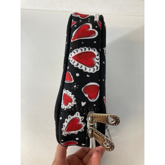BRIGHTON NWT BLACK RED CANVAS HEART PRINT TRAVEL JEWLERY BOX - Picture 8 of 16
